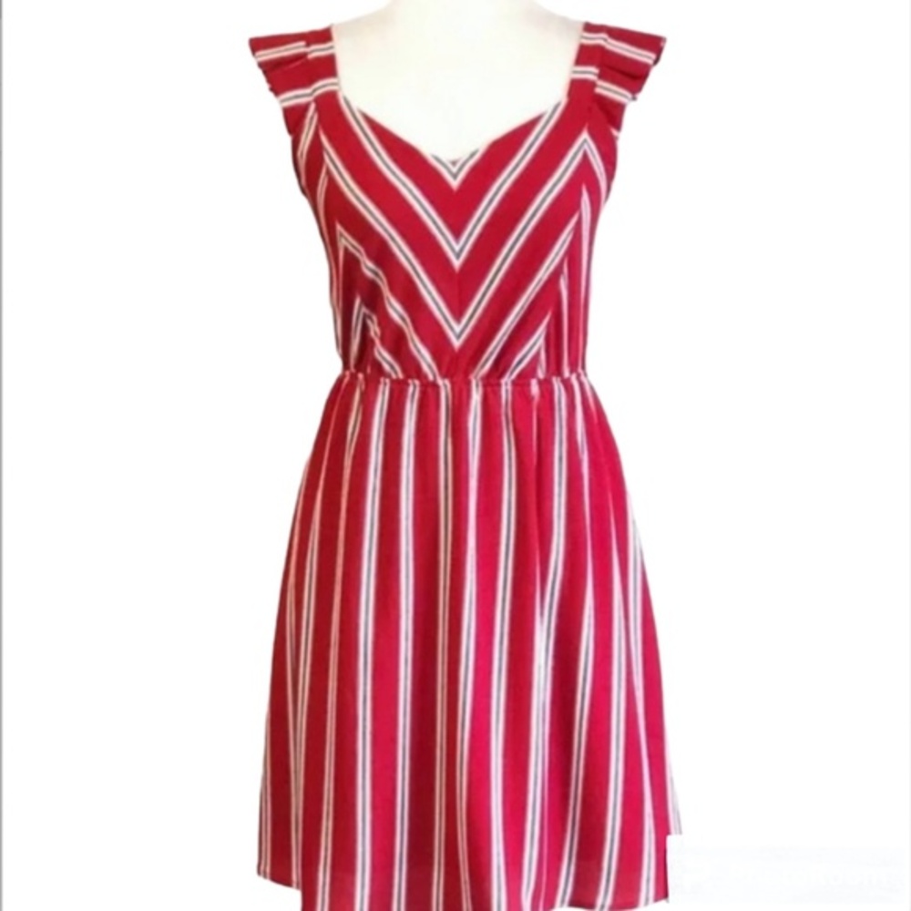 Monteau Red White & Blue Stripped Summer Dress Size Small